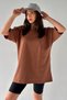 Unisex Solid Color Bitter Brown Oversize