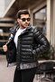 Men's Black Fur Detailed LFN Puffer Leather Coat