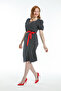 Women's Navy Blue White Polka Dot I Belted Mini Dress 51123 - 3