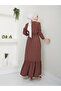 Women's Skirt Frilly Crew Neck Belted Dress - 6