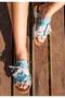 Women's Vegan Leather Blue Slippers - Bloom Where You Are Planted Design