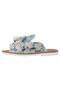 Women's Vegan Leather Blue Slippers - Bloom Where You Are Planted Design - 4