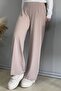 Wide Leg Elastic Waist Trousers - Stone - 3