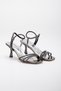 Women's Thin Heeled Rhinestoned Evening Dress Shoes Platinum Color - 3