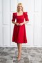 Women's Design Crepe Fabric Square Neck Short Sleeve Midi Length Red Dress 080 - 4