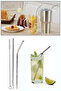6Pcs Steel Straws + 3Pcs Cleaning Brush Drink Stick Rod