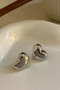 Silver Colored Women's Heart Earrings Full - 2