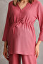 Front Buttoned Woven Maternity and Maternity Top and Bottom Set - 8