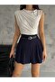 WOMEN'S BOAT NECK SHOULDER AND WAIST STRING DETAIL SLEVELESS SANDY FABRIC BLUZ TR4411 - 4