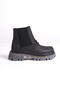 Women's Boots with Elastic Sides, Front Metal Buckle and Trak Sole - 7