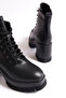 Round Toe Lace Up Mid Heel Women's Boots - 6