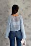Women's Standard Size Long Sleeve Openwork Loose Eyelet Mesh Blouse - 5