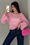 Women's Standard Size Long Sleeve Openwork Loose Eyelet Mesh Blouse