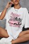 Unisex White Crew Neck California Classic Printed Oversize