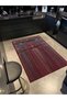 Fiorella Burgundy Vintage Straight Line Distorted Pattern Themed Woven Base Decorative Carpet 7017 - 2