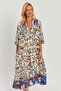 Women's Stone Patterned Loose Maxi Dress GÇ166 - 6