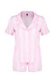 Pembe Çizgili Biye Detaylı Viskon Şortlu Dokuma Pijama Takımı THMSS24PT00279 - 7