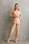 Pregnant and Maternity Long Sleeve V-Neck Top and Bottom Set - 3