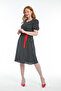 Women's Navy Blue White Polka Dot I Belted Mini Dress 51123 - 5