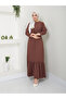 Women's Skirt Frilly Crew Neck Belted Dress - 4