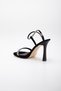 Women's High Thin Heeled Square Toe Jewelled Black Suede Evening Dress Shoes - 5