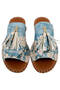 Women's Vegan Leather Blue Slippers - Bloom Where You Are Planted Design - 2