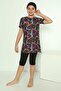 Heart Digital Pattern Children's Half Sleeve Swimsuit with Micro Waterproof Tights - 6