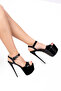 7-9talya 18 Cm Thin Heel 7cm Platform Black Patent Leather Evening Dress Shoes - 2