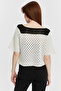 Women's Ecru Openwork Knitted Blouse - 5