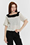 Women's Ecru Openwork Knitted Blouse