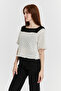 Women's Ecru Openwork Knitted Blouse - 2