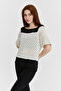 Women's Ecru Openwork Knitted Blouse - 3