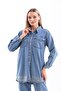 Women's Stone Embroidered Hijab Jeans Jean Top and Bottom Set Light Blue - 6