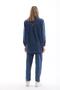 Women's Stone Embroidered Hijab Jeans Jean Top and Bottom Set Dark Blue - 3