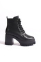 Round Toe Lace Up Mid Heel Women's Boots - 7
