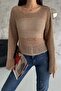 Women's Standard Size Long Sleeve Openwork Loose Eyelet Mesh Blouse
