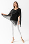 Women's Black Sequin Detailed Viscose Combed Cotton Lined Chiffon Cape Blouse - 2