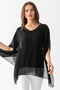 Women's Black Sequin Detailed Viscose Combed Cotton Lined Chiffon Cape Blouse - 7