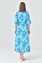 Printed Stretch Fabric Printed Belt Detailed Side Slit Midi Length Summer Blue Dress 101 - 3