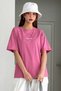 Unisex Pembe Classical Baskılı Oversize
