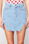 Limited Edition Açık Mavi Yırtmaçlı Mini Denim Etek TWOSS23ET00347 - 10