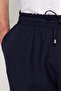 Lacivert Tapered Lastikli Beli Bağlamalı Keten Görünümlü Pantolon TMNSS20PL0547 - 5