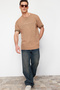 Brown Oversized / Wide Cut Faded Effect Lettering Printed 100% Cotton T-Shirt Tmnss23Ts00174
