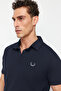 Navy Blue Regular/Normal Cut Embroidered Textured Polo Collar T-Shirt Tmnss24Po00046 - 2