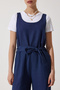 Women's Navy Blue Belted Linen Jumpsuit MC00282 - 5