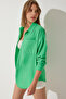 Women's Green Oversize Linen Ayrobin Shirt DD01222 - 3