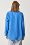 Women's Blue Oversize Linen Ayrobin Shirt DD01222 - 5
