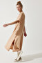 Women's Biscuit Crew Neck Loose Comfortable Combed Cotton Dress BP00158 - 3
