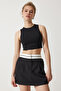 Women's Black Contrast Line Knitted Skirt Ub00272 - 3