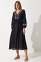 Women's Black Embroidery Detailed Oversize Linen Dress RG00027 - 2